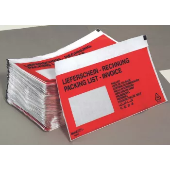 Vereinigte Papierwarenfabriken Dokumententasche DIN Lang mit Fenster mehrsprachig Lieferschein Rechnung 225x122mm