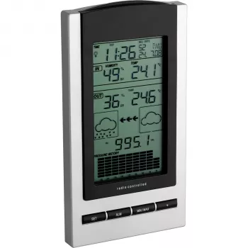 TFA Gaia Funk-Wetterstation mit Farb-LCD, 433 MHz, DCF-77 funkgesteuert, Schwarz