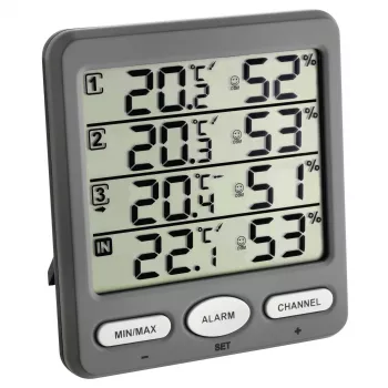 TFA Dostmann Klima Monitor Wireless Thermo-Hygrometer Indoor Outdoor Grey