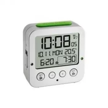 TFA 60.2528.54 Bingo Silver RC Alarm Clock with Temperature Display