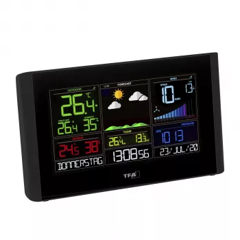 TFA VIEW BREEZE 35.8001.01 Wi-Fi Wetterstation mit Farb-LCD, 12-24 Stunden Vorhersage, Weiß