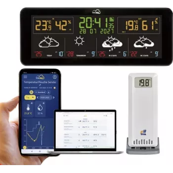 TFA TFA.me ID-07 35.8107.01 WLAN Funk-Wetterstation mit 4-Tage-Vorhersage, unterstützt bis zu 50 Sensoren