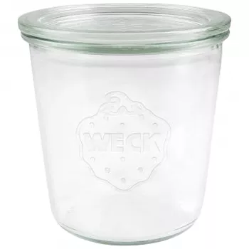 WECK Sturzglas 580ml Set mit 6 Stück - Transparente Einmachgläser mit Deckeln, Klammern und Gummidichtungen