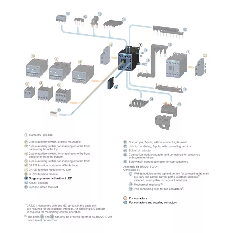 Siemens 3RT2916-1BD00 Überspannungsbegrenzer / Überspannungsableiter 127-240VAC 150-250V für SIRIUS 3RT2 Schütze