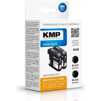 KMP B123B Schwarze Druckerpatrone Kompatibel mit Brother LC123/LC125/LC127/LC129 - 18ml - 600 Seiten - 1er-Pack