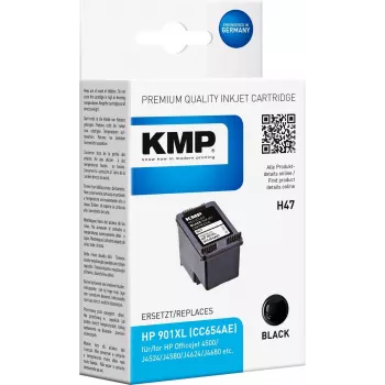 KMP H47 - 14 ml - Schwarz - Kompatibel - Tintenpatrone (Alternative zu: HP 901XL, HP CC654AE) - für HP Officejet 4500, 4500 G510, J4524, J4540, J4550, J4585, J4624, J4640, J4660, J4680