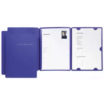 PAGNA Präsentationsmappe A4 Karton Blau Hochformat 3er-Pack
