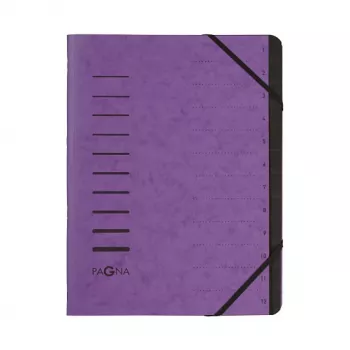 Pagna 40059-10 Ordnungsmappe 12 Fächer 1–12, A4, aubergine