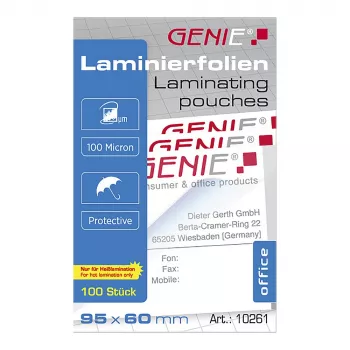 Genie 10261 Laminierfolien Transparent 95x60mm 100er Pack