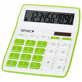 Genie 840 G Tischrechner - 10-stellig - neigbares Display - Solar & Batterie - Grün/Weiß