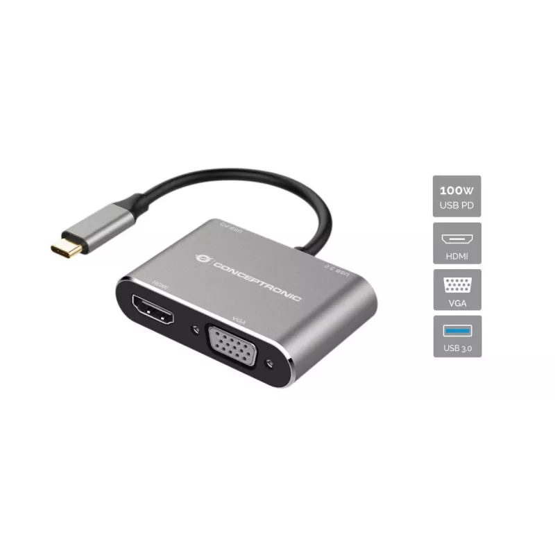 Conceptronic DONN16G USB-C 16-in-1 Docking Station - Schwarz