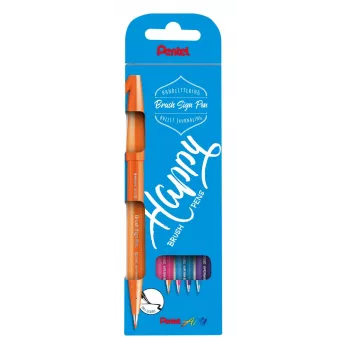 Pentel Sign Pen Brush Pen Set 4 Farben Schwarz Rot Blau Grün