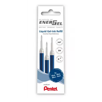 Pentel 3 EnerGel Gel Pen Refills Blau 0,7 mm