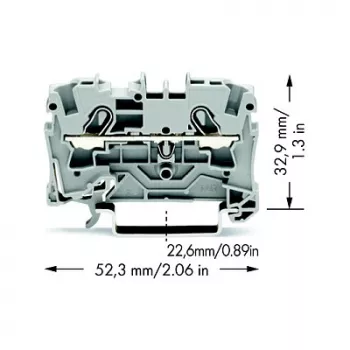 WAGO 2004-1201 Durchgangsklemme, 2-Leiter, 800 V, 32 A, grau, 6,2 mm Breite, CAGE CLAMP