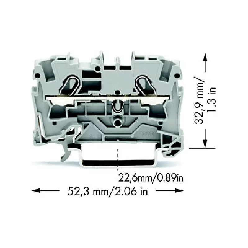WAGO 2004-1201 Durchgangsklemme, 2-Leiter, 800 V, 32 A, grau, 6,2 mm Breite, CAGE CLAMP
