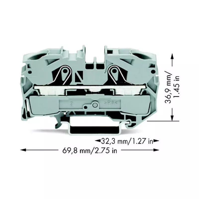 WAGO 2016-1201 Durchgangsklemme, 16 mm², 800 V, grau, Push-in CAGE CLAMP