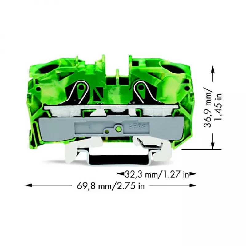 WAGO 2016-1207 TOPJOB® S 2-Leiter-Durchgangsklemme, 16 mm², 1000 V, grau, DIN-Schienenmontage
