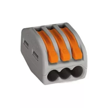 WAGO 222-413 3-Leiter Hebel-Spleißverbinder, 32 A, 400 V, grau/orange