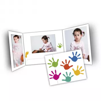 DAIBER Hands Portrait Photo Folders 13x18 cm, 25er-Pack, Weiß mit mehrfarbigem Handabdruck-Design