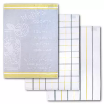 Dyckhoff Mojito Cocktail Checkered Geschirrtuch-Set 3-teilig 50x70 cm