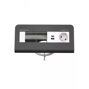Kindermann CP desk² 80 4-fach Tischanschlussfeld mit 1x Strom und 1x USB-A, Silber/Schwarz