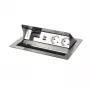 Kindermann CP Standard² VA 4f. Desktop-Anschlussfeld mit 2x Schuko-Steckdosen und 1x USB-A-Ladeport, Silber/Schwarz