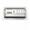 Kindermann CP Standard² VA 4f. Desktop-Anschlussfeld mit 2x Schuko-Steckdosen und 1x USB-A-Ladeport, Silber/Schwarz