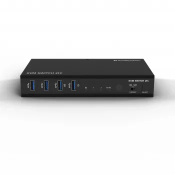 Kindermann KVM Switch 21C - 2-Port DVI-I KVM Switch mit Audio und USB-Hub