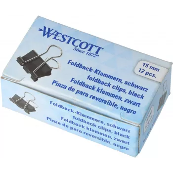 WESTCOTT 12 Foldback Clips, 19 mm, Schwarz/Silber, 12 Stück