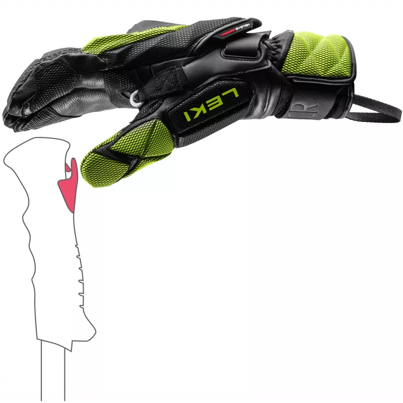LEKI WCR Venom GS 3D Lobster Ski-Rennhandschuhe Größe 8,5 Schwarz/Ice Lemon