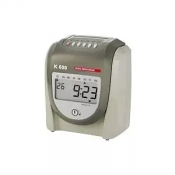 BÜRK MOBATIME K600 Zeiterfassungsgerät - Dot-Matrix-Zeituhr mit LCD-Display, 6-Spalten-Druck, Schwarz/Rot