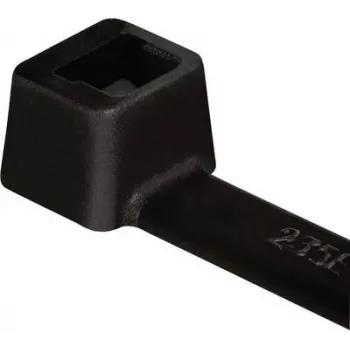 HellermannTyton T18R Kabelbinder, Polyamid 6.6, Schwarz, 100 mm Länge, 2,5 mm Breite, 1 mm Dicke, 22 mm Bündeldurchmesser, 80 N Zugfestigkeit, Packung mit 100 Stück