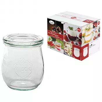 WECK Tulip Jar 220ml Set of 12 - Glaseinmachgläser mit Glasdeckeln und Gummidichtungen