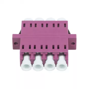 Synergy 21 Fiber Optic Coupler LC-LC 50/125µm Multimode OM4 Erika Violet Quad PVC Flanged