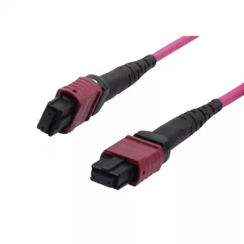 SYNERGY21 Fiber Optic Patch Cable OM4 Low Loss Elite 12 Fiber Type B Crossed MTP Female - Erika Violet - 0.5 m