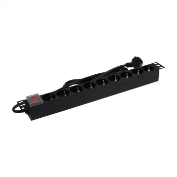 Synergy 21 ALLNET 19zbh 9x Schuko Steckdosenleiste mit Schalter Schwarz 1U Rackmontage 2m Kabel