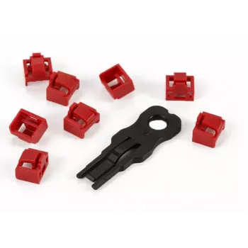 ALLNET TP/RJ45 Blocker Red 10er-Pack mit Sicherheitsschlüssel, Staubschutzkappe, Netzwerksicherheitsschloss (ALL-TP-RJ45-Blocker-10PCS)