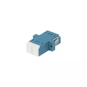 SYNERGY21 Glasfaser-Kupplung LC/LC Singlemode OS2 9/125µm Duplex Blau PVC Keramikhülse Flansch mit einseitiger Laserschutzklappe
