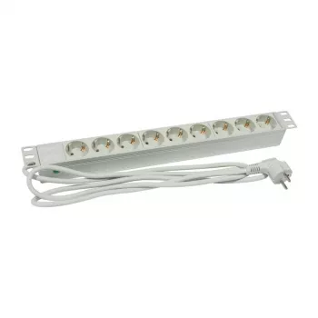 ALLNET 19 inch Zubehör Mehrfachsteckdose 9x Steckdosen (CEE7) auf Stecker (CEE7) Hellgrau Synergy 21