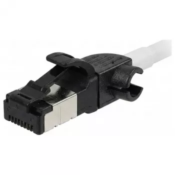 Synergy21 Patchkabel RJ45, CAT6A 500MHz, 1,0m, Weiß, S/FTP, Slimline Rund d=4,5mm, TPE/LSZH (Superflex), AWG28, mit CAT7-Rohkabel, Drehstecker