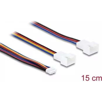 Delock Y Fan Kabel 1 x JST PH 4 Pin PWM Buchse auf Stecker + 4 Pin (3 Pins belegt) Stecker 15 cm