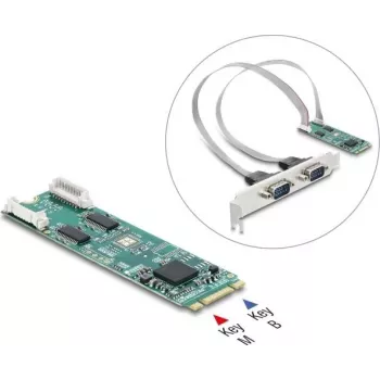 Delock M.2 Card to 2 x Serial RS-232 DB9 with Standard and Low Profile Slot Brackets