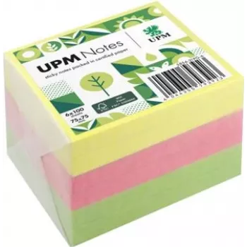 UPM Notes Brillant Haftnotizen 75x75mm 100 Blatt pro Block 6 Blöcke gemischte Farben