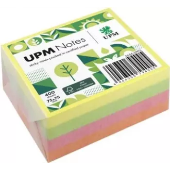 UPM Notes Brilliant Mix Haftnotizen 400 Blatt Gelb Pink Grün 76x76mm 3 Blöcke