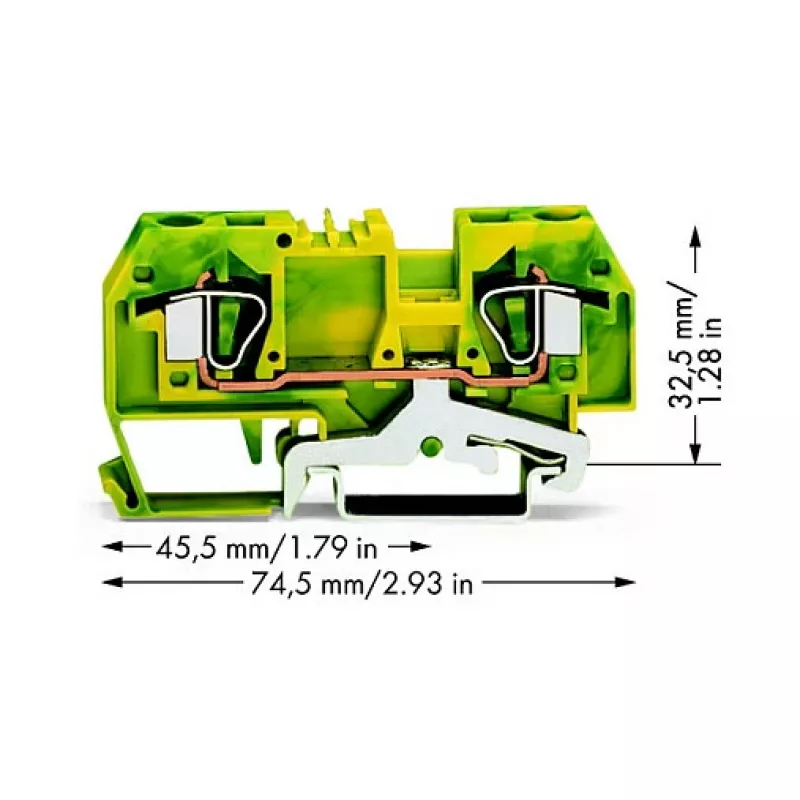 WAGO Erdungsklemme Grün-Gelb 0,2-6 mm² 282-907
