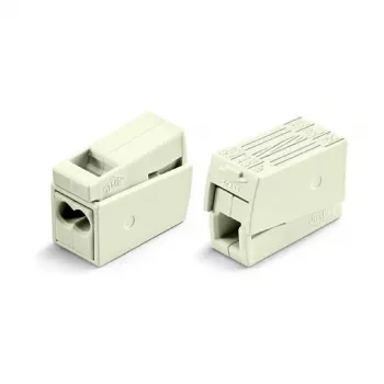WAGO 224-112 2-Leiter Kompakt-Spleißverbinder, 400V, 24A, 1-2,5mm², Push-in, Weiß/Transparent