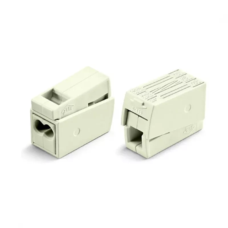 WAGO 224-112 2-Leiter Kompakt-Spleißverbinder, 400V, 24A, 1-2,5mm², Push-in, Weiß/Transparent