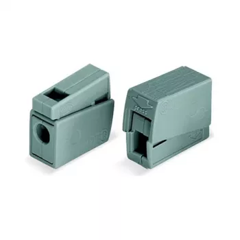WAGO 224-101 1-Leiter 2-fach Push-in CAGE CLAMP Klemme, 400 V, 24 A, 0,5-2,5 mm², transparent/grau