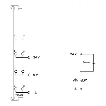 WAGO 750-602 Systemstromversorgungsmodul, 24 VDC, 1,08 A, DIN-Schiene, Grau, CAGE CLAMP