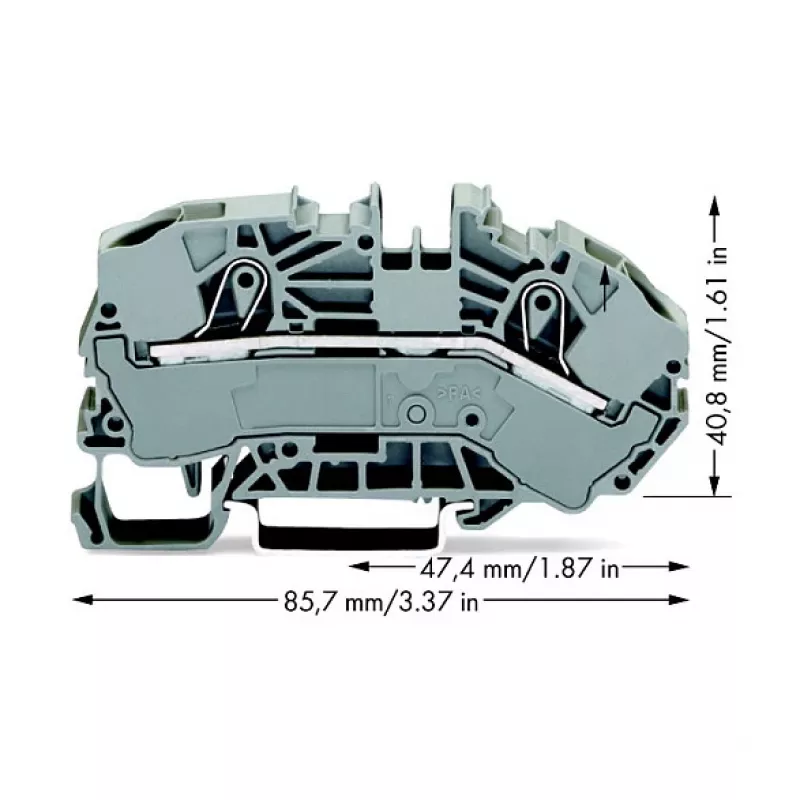 WAGO 2016-7601 Durchgangsklemme, 2-Leiter, 16 mm², 800 V, grau